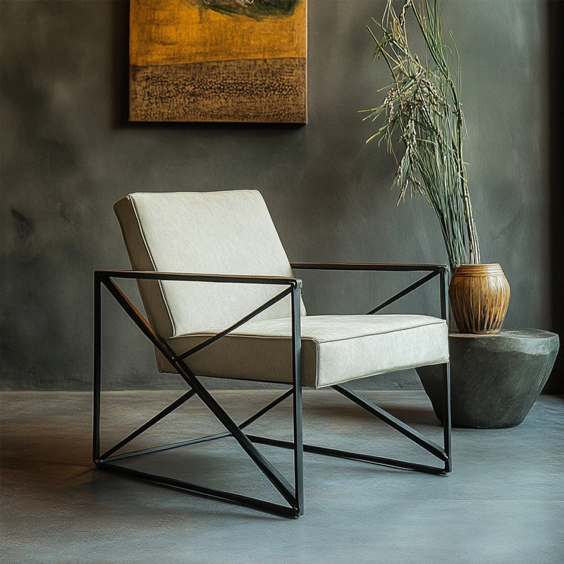 Metal Frame Accent Upholstered Chair
